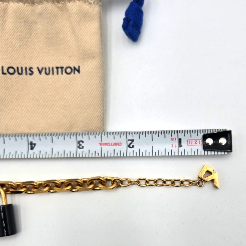 #27 Louis Vuitton Bracelet Padlock Key Metal Gold x Black M75435 - RARE/VINTAGE - Picture 13 of 13